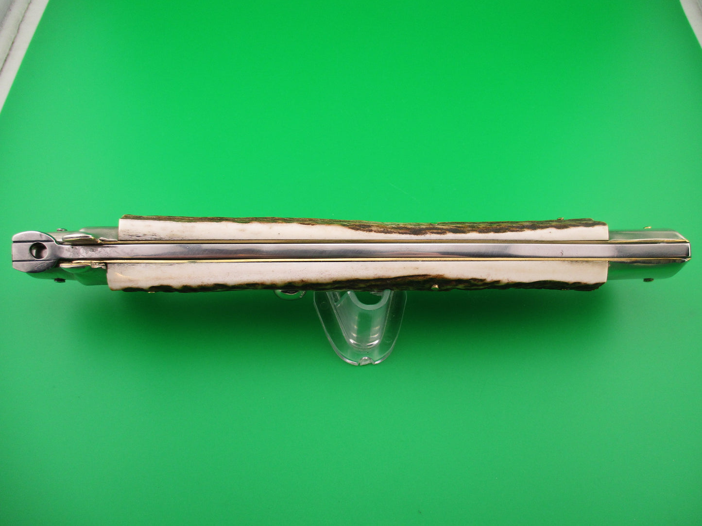 z AGA CAMPOLIN ITALY 44cm Italian Stiletto Stag swivel bolster large automatic knife