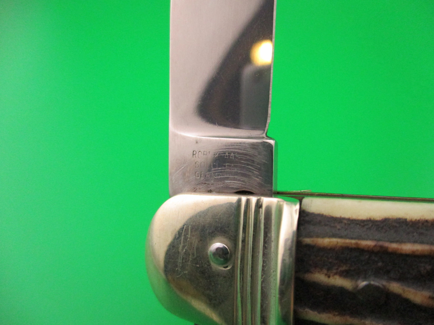 ROSTFREI KISSING CRANE 11cm German ROBT KLAAS Stag Lever automatic knife
