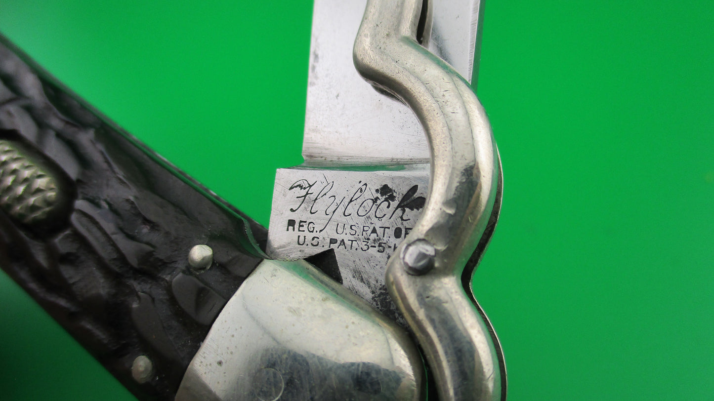 z Flylock Vintage Hunter Lazy W folding guards Antique automatic knife