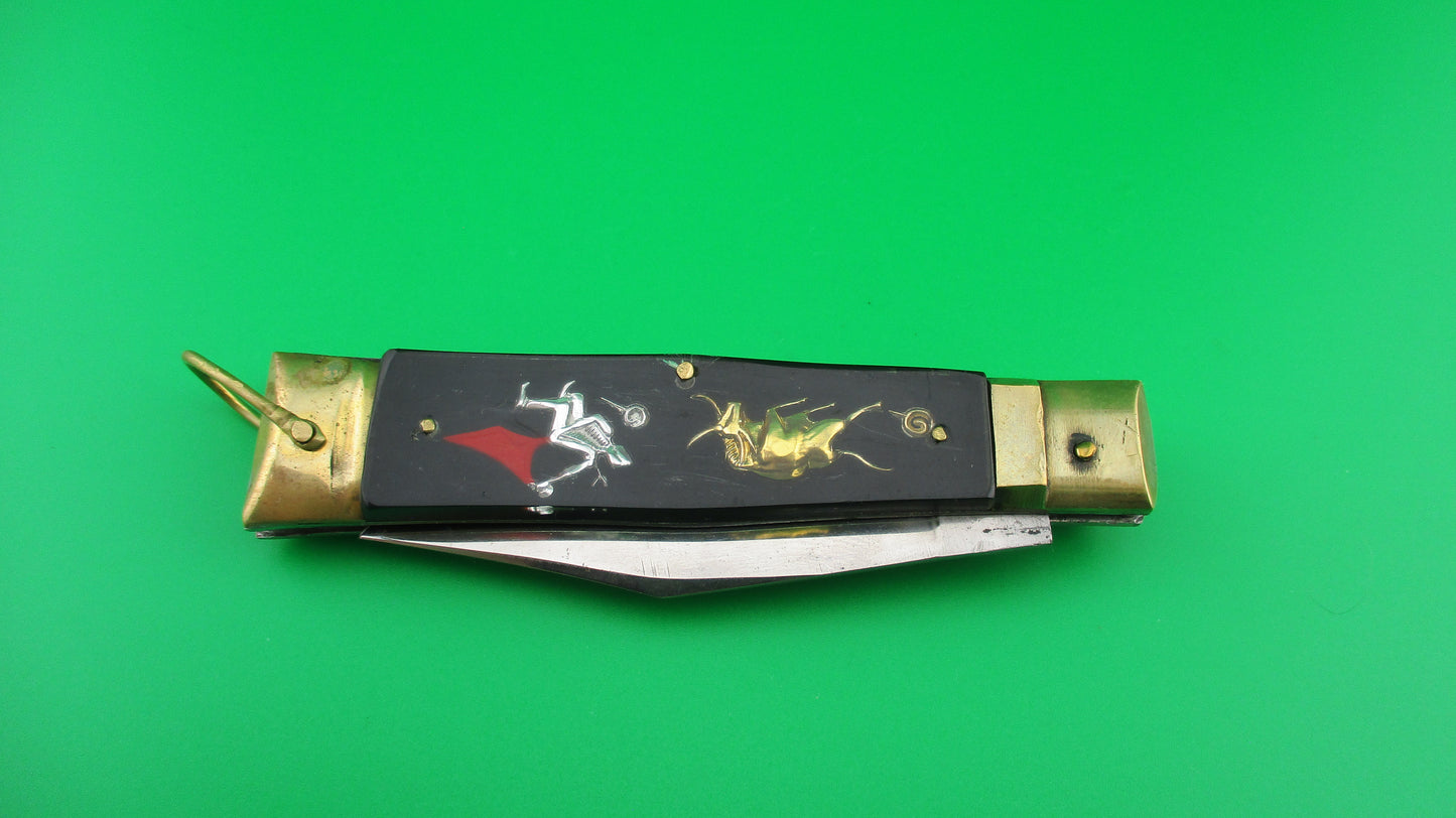 HIGH CLASS Bullfighter Dragon 18cm Mexican Black Souvenir lever switchblade knife