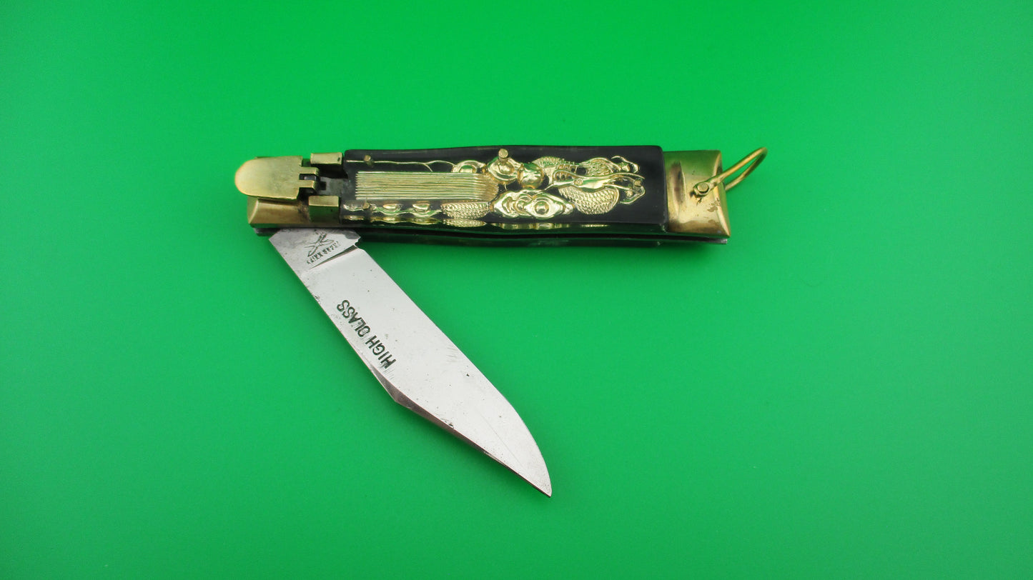 HIGH CLASS Bullfighter Dragon 18cm Mexican Black Souvenir lever switchblade knife