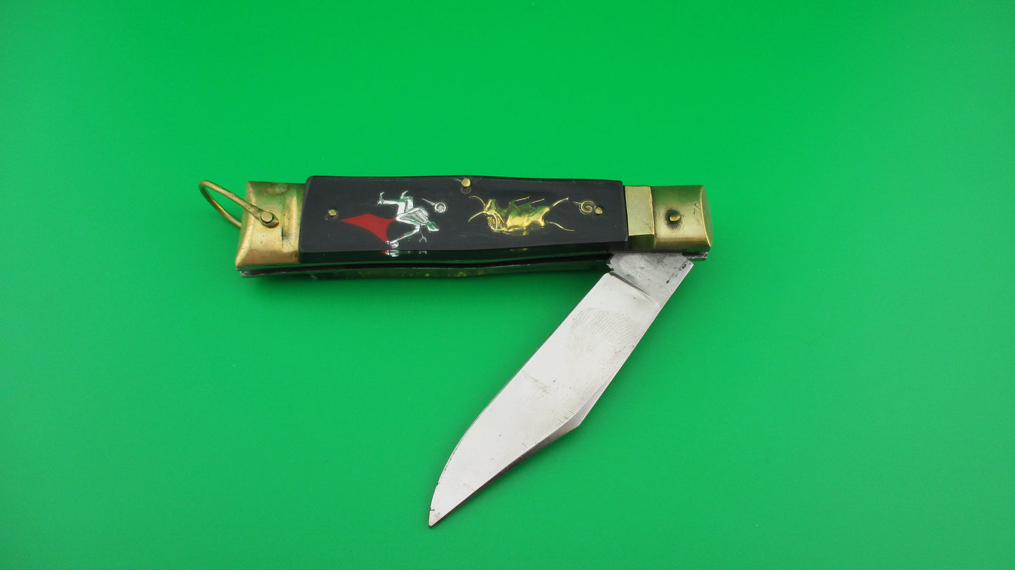 HIGH CLASS Bullfighter Dragon 18cm Mexican Black Souvenir lever switchblade knife