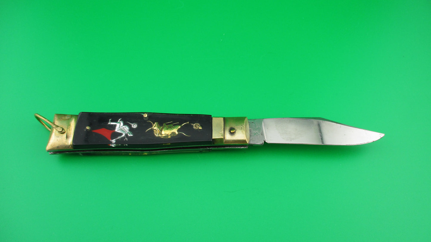 HIGH CLASS Bullfighter Dragon 18cm Mexican Black Souvenir lever switchblade knife