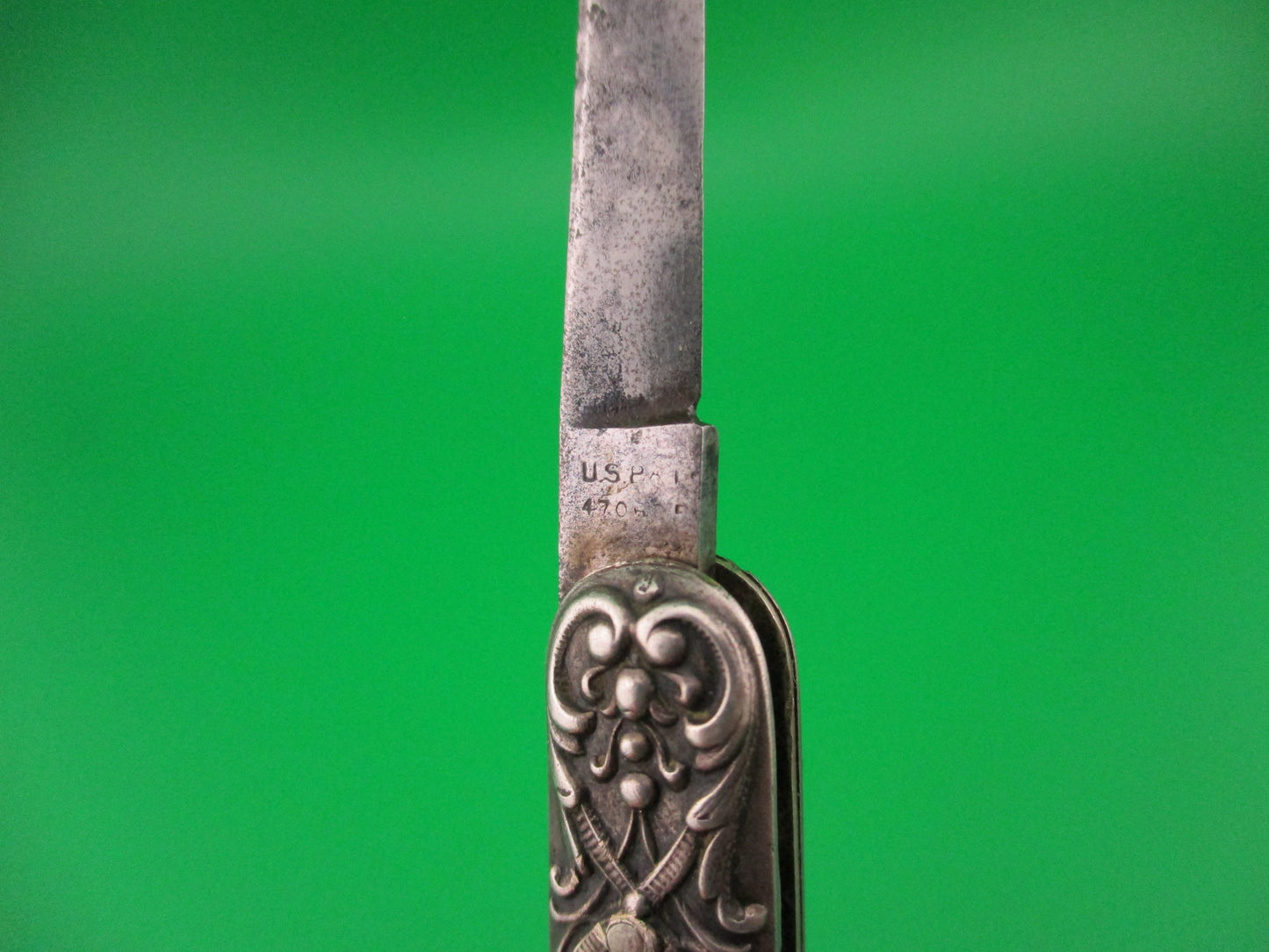 Press Button Knife Co Small Sterling Gothic double automatic knife with File blade