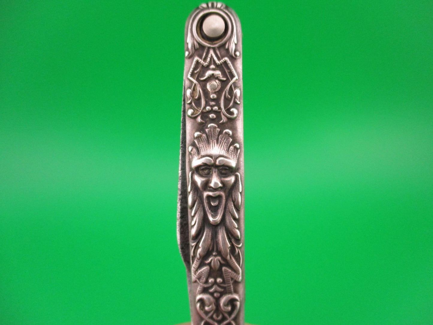 Press Button Knife Co Small Sterling Gothic double automatic knife with File blade
