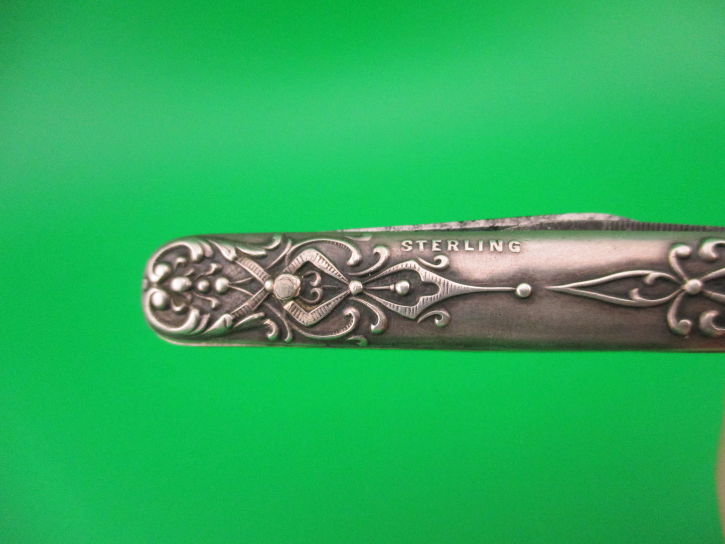 Press Button Knife Co Small Sterling Gothic double automatic knife with File blade