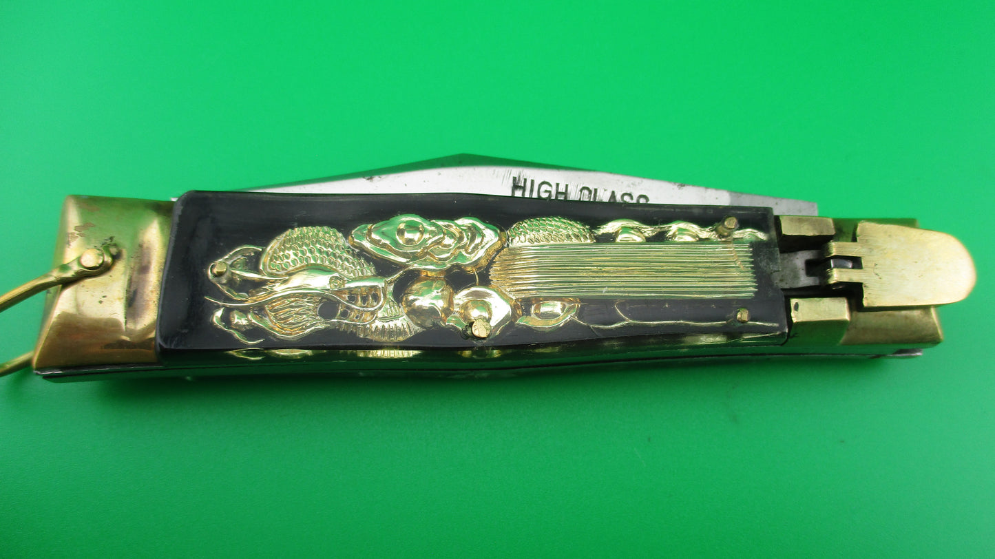 HIGH CLASS Bullfighter Dragon 18cm Mexican Black Souvenir lever switchblade knife