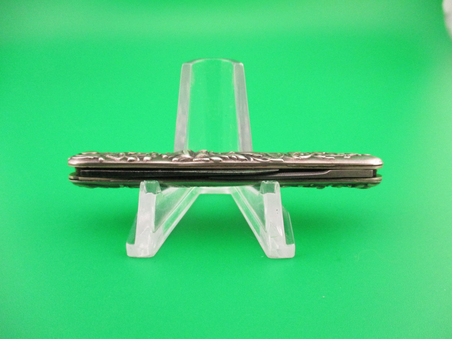 Press Button Knife Co Small Sterling Gothic double automatic knife with File blade