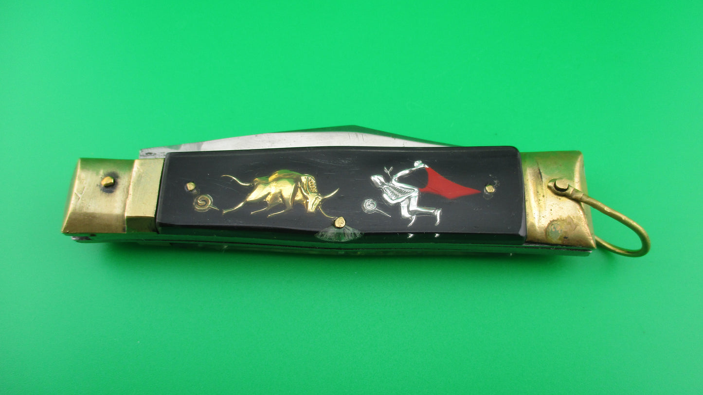 HIGH CLASS Bullfighter Dragon 18cm Mexican Black Souvenir lever switchblade knife