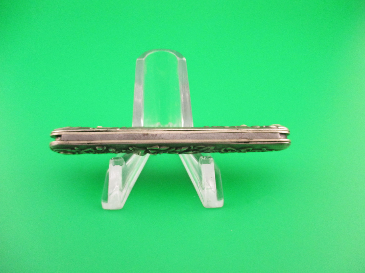 Press Button Knife Co Small Sterling Gothic double automatic knife with File blade