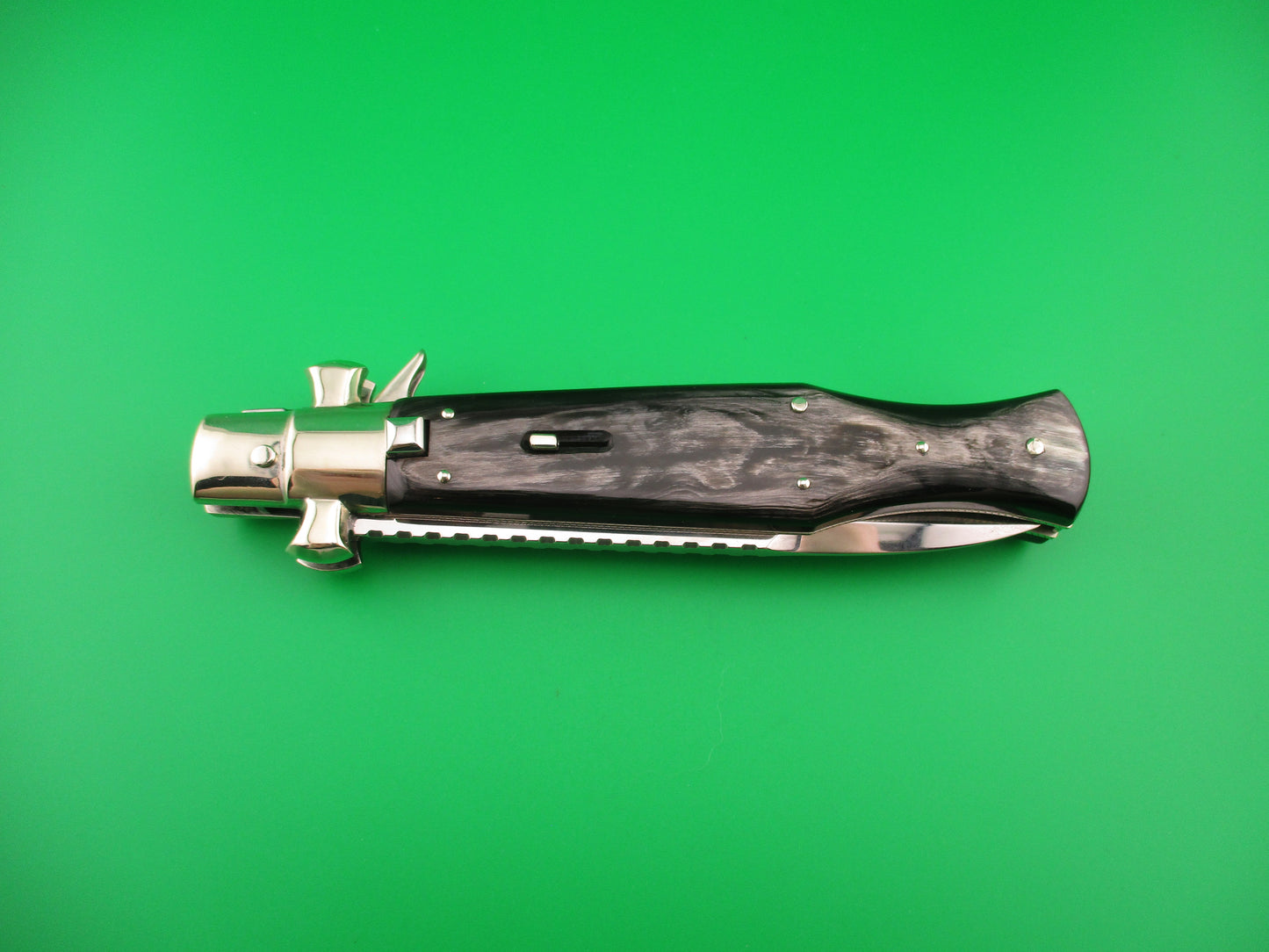 AGA CAMPOLIN ITALY 29cm Italian BLACK WIDOW Fulcrum Wasp Square button automatic knife
