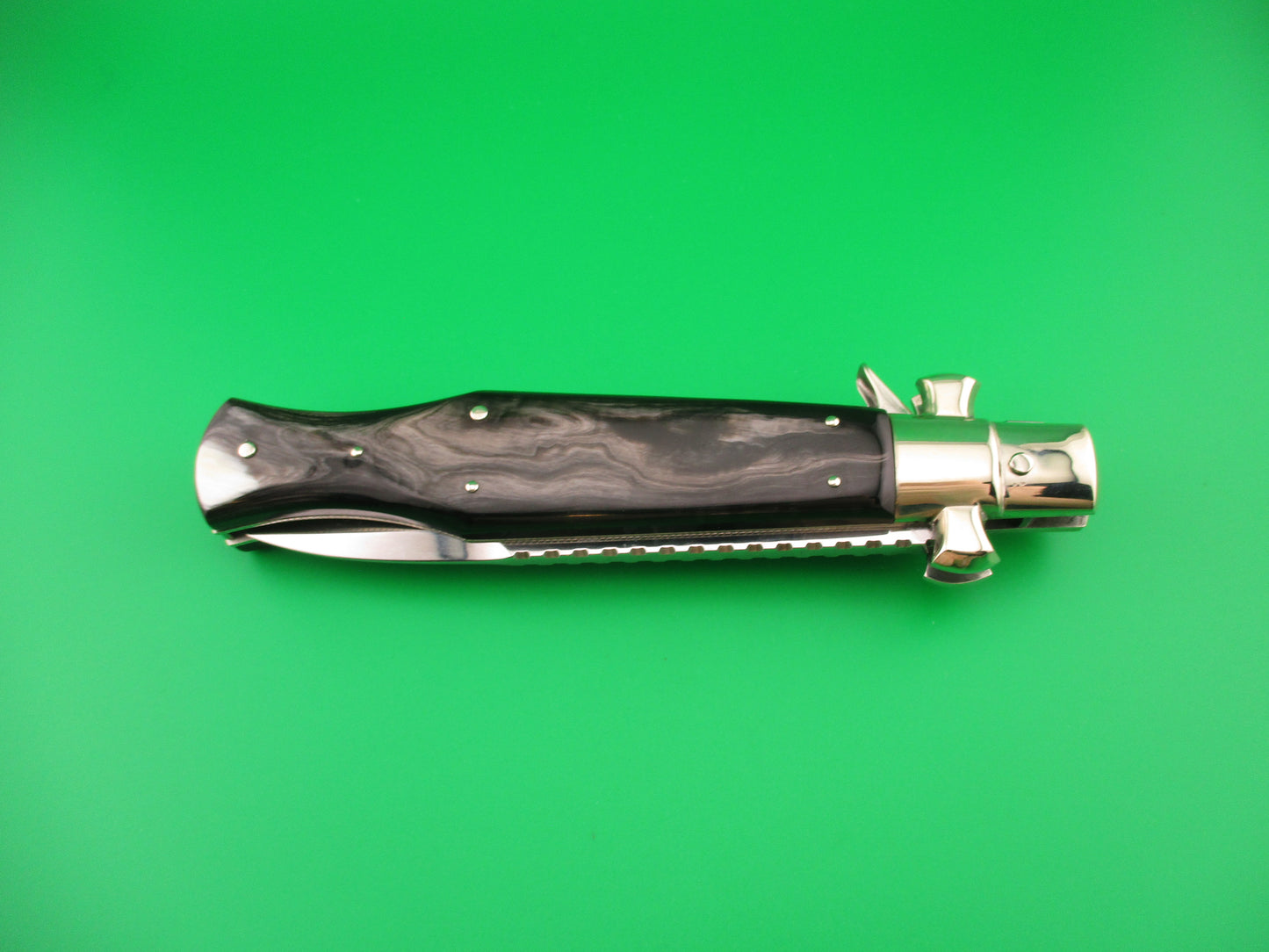 AGA CAMPOLIN ITALY 29cm Italian BLACK WIDOW Fulcrum Wasp Square button automatic knife