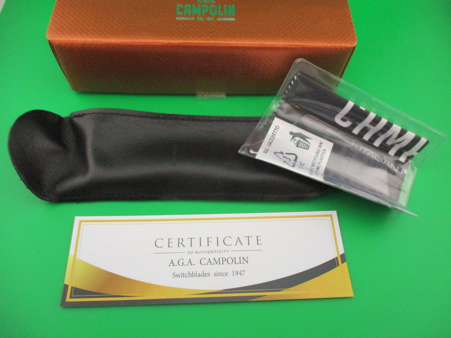 AGA CAMPOLIN ITALY 29cm Italian BLACK WIDOW Stag Fulcrum Wasp Square button knife