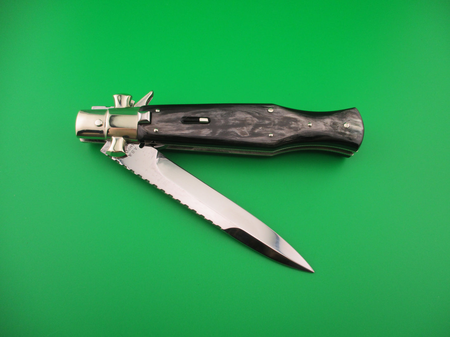 AGA CAMPOLIN ITALY 29cm Italian BLACK WIDOW Fulcrum Wasp Square button automatic knife