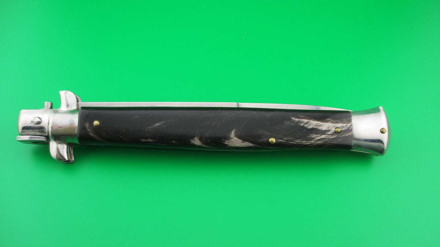 z MADE IN ITALY 33cm Italian Swivel Bolster Stiletto Brown horn switchblade knife