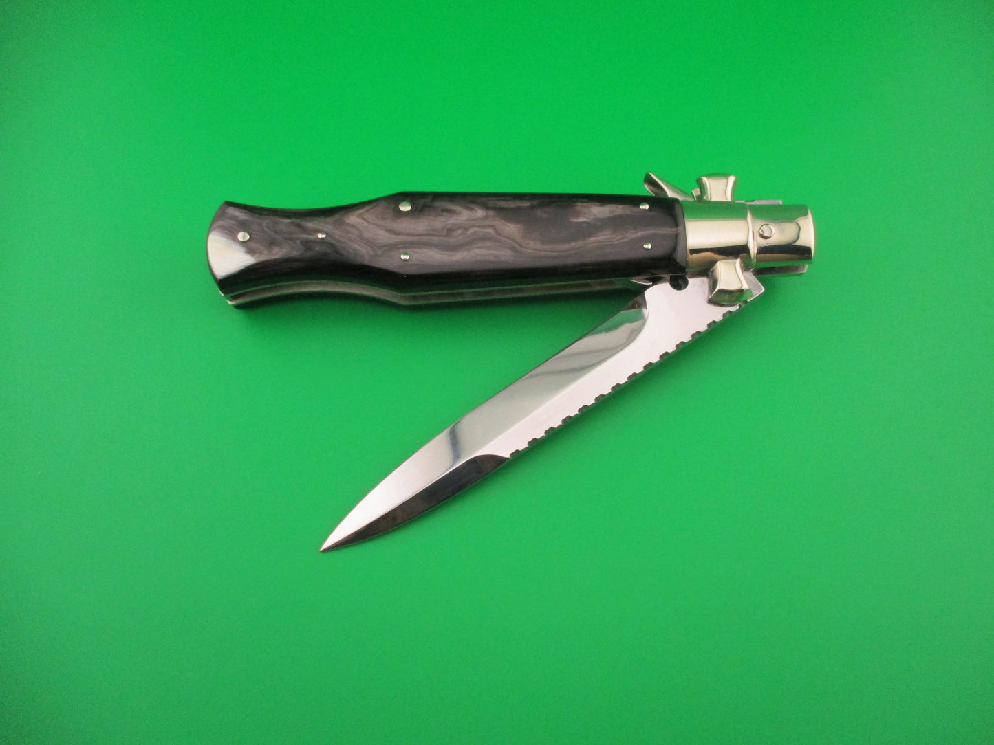AGA CAMPOLIN ITALY 29cm Italian BLACK WIDOW Fulcrum Wasp Square button automatic knife