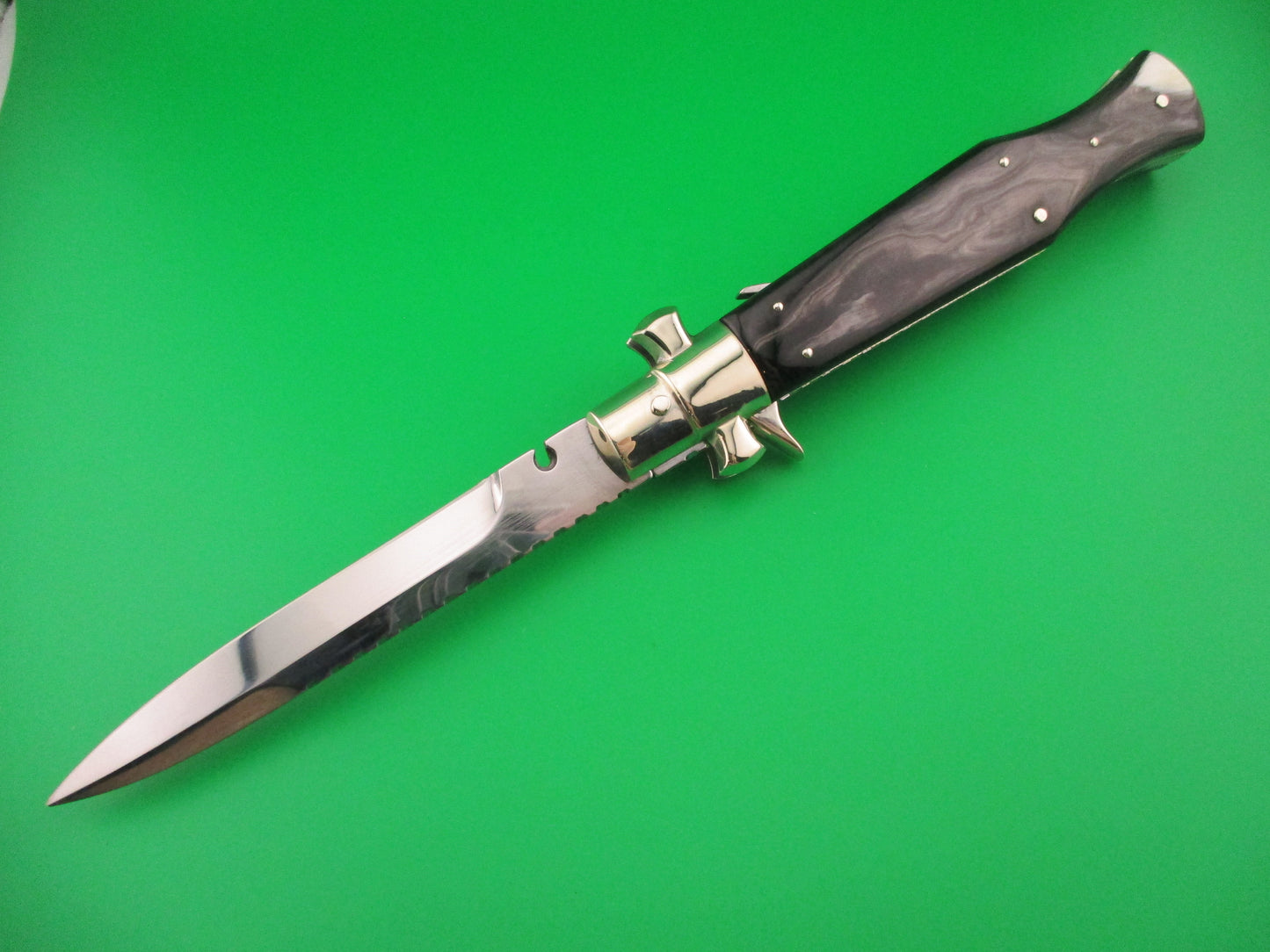 AGA CAMPOLIN ITALY 29cm Italian BLACK WIDOW Fulcrum Wasp Square button automatic knife
