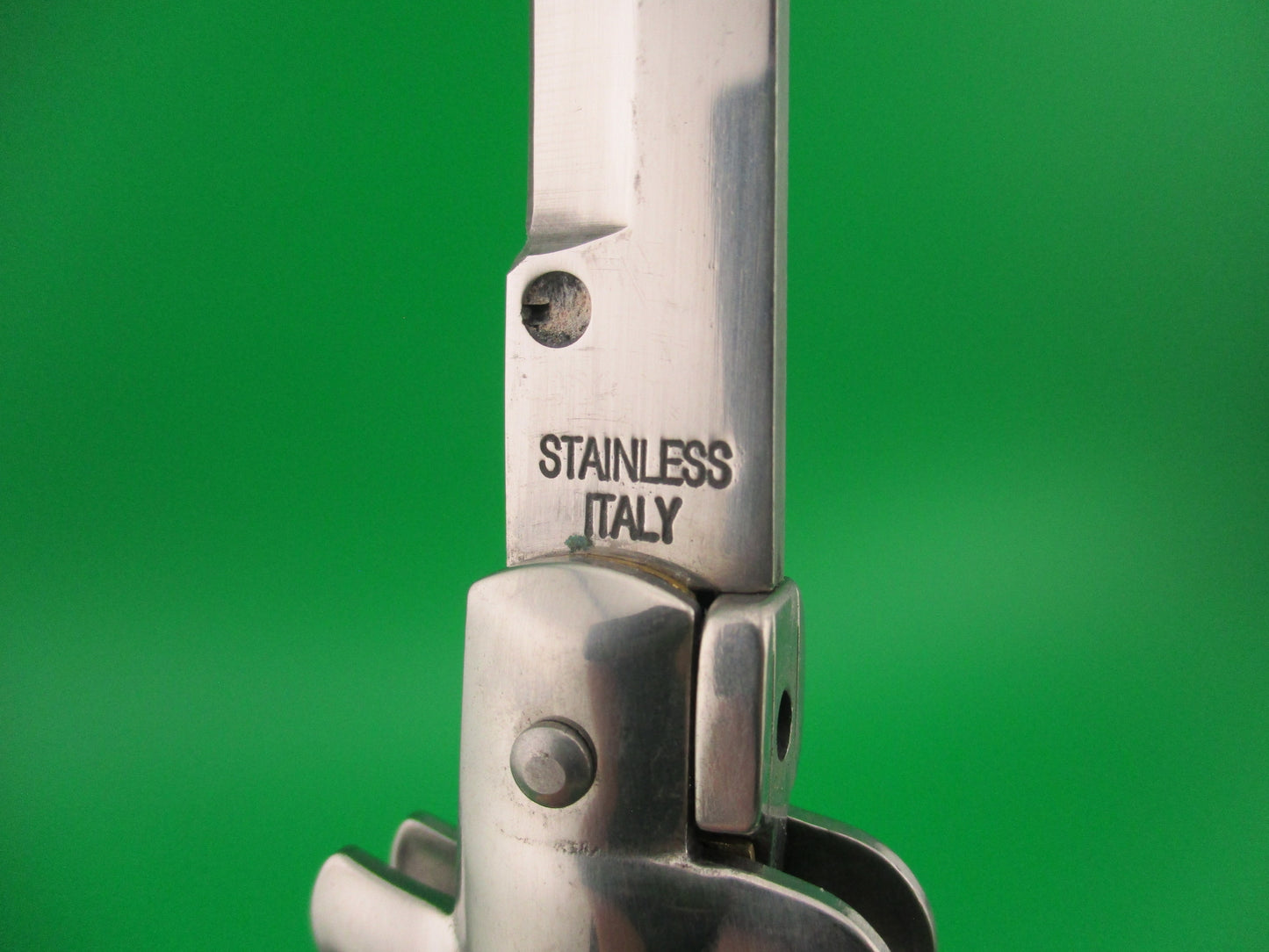 STAINLESS ITALY 22cm Italian Stiletto Blue Pearlex swivel bolster automatic knife