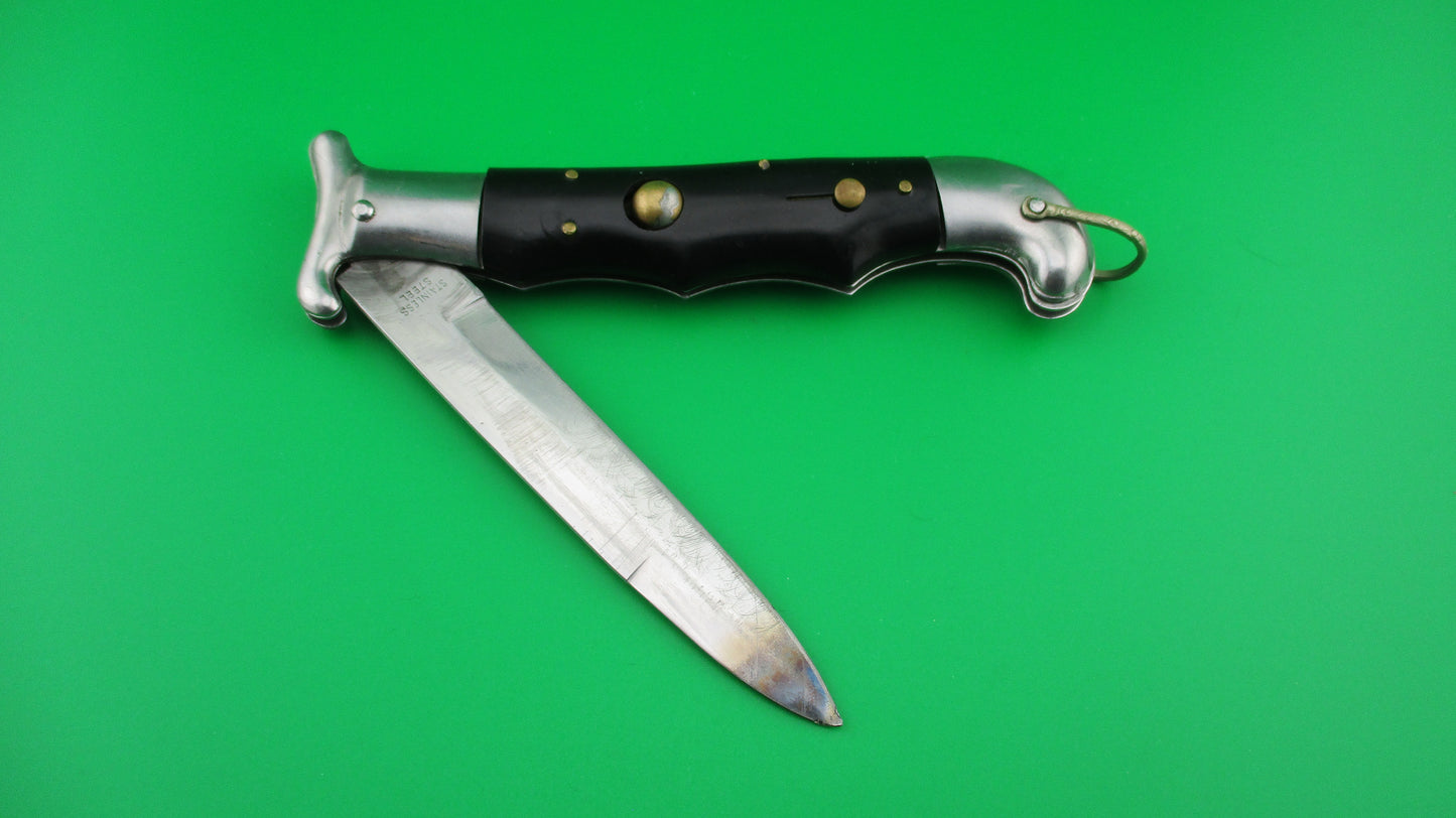 RIZZUTO STAINLESS STEEL 22cm RARE Black Knuckle fixed guard automatic knife