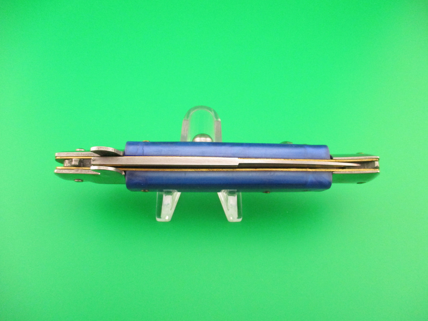STAINLESS ITALY 22cm Italian Stiletto Blue Pearlex swivel bolster automatic knife