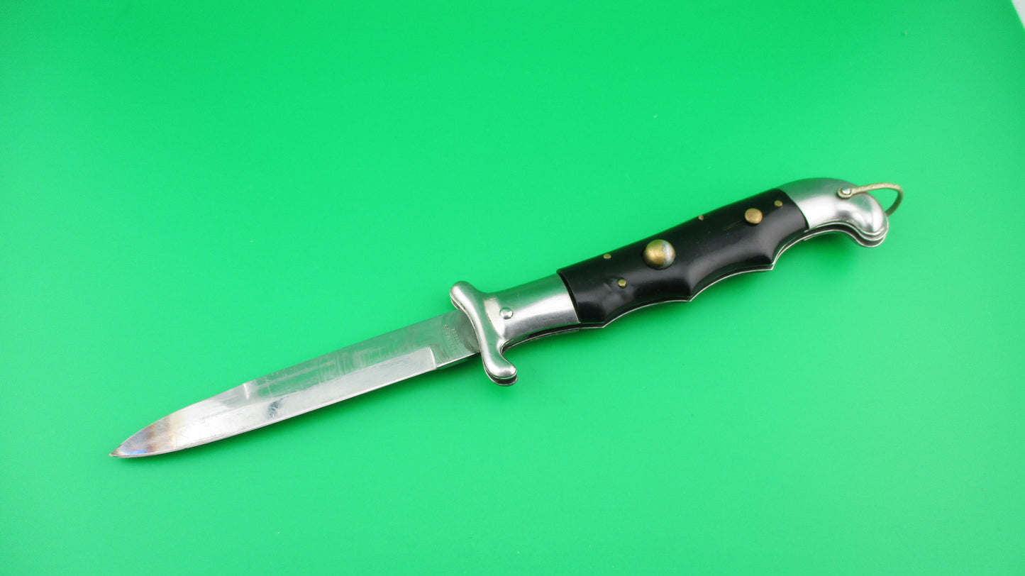 RIZZUTO STAINLESS STEEL 22cm RARE Black Knuckle fixed guard automatic knife