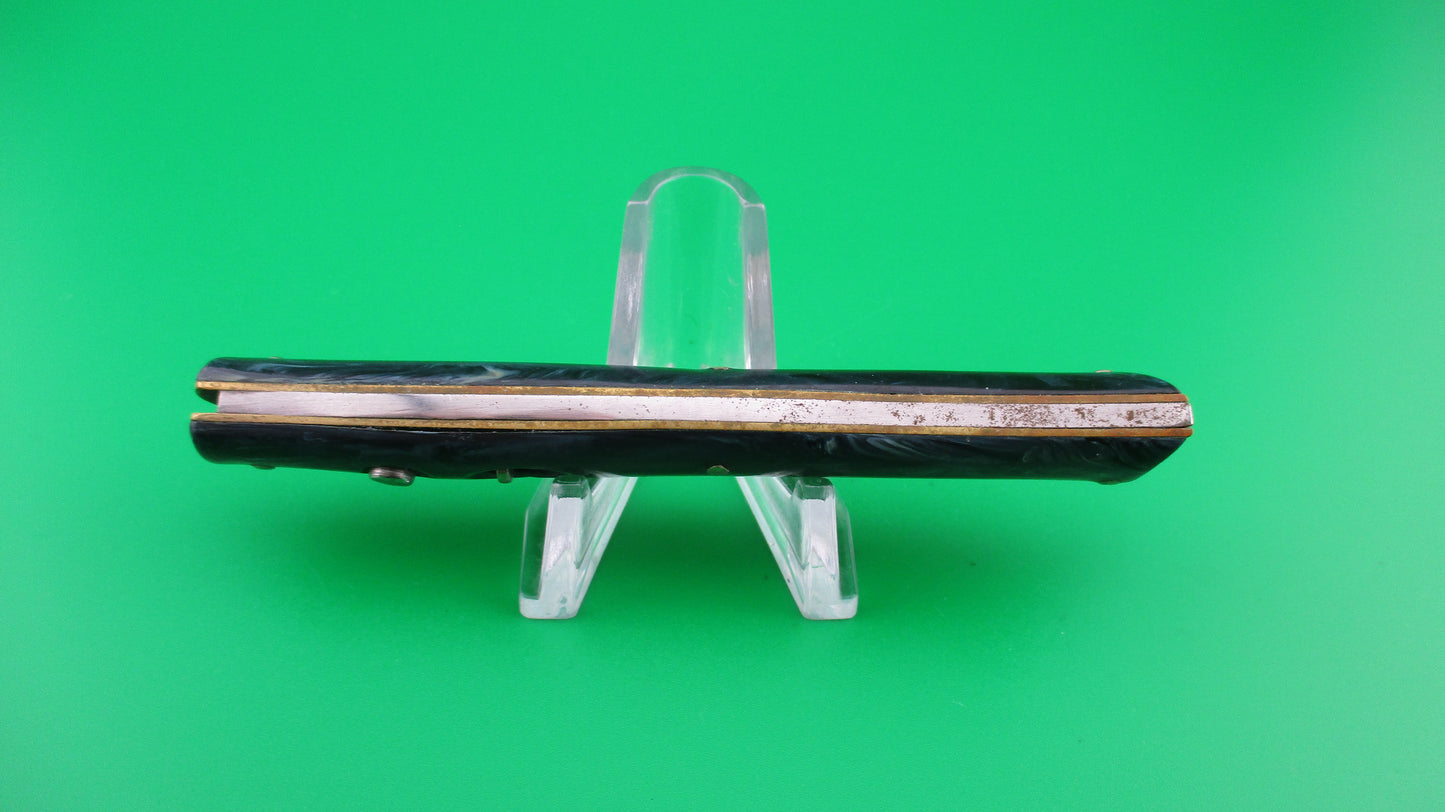 PRESTO Fishtail #6000 Blue swirl celluloid vintage switchblade knife