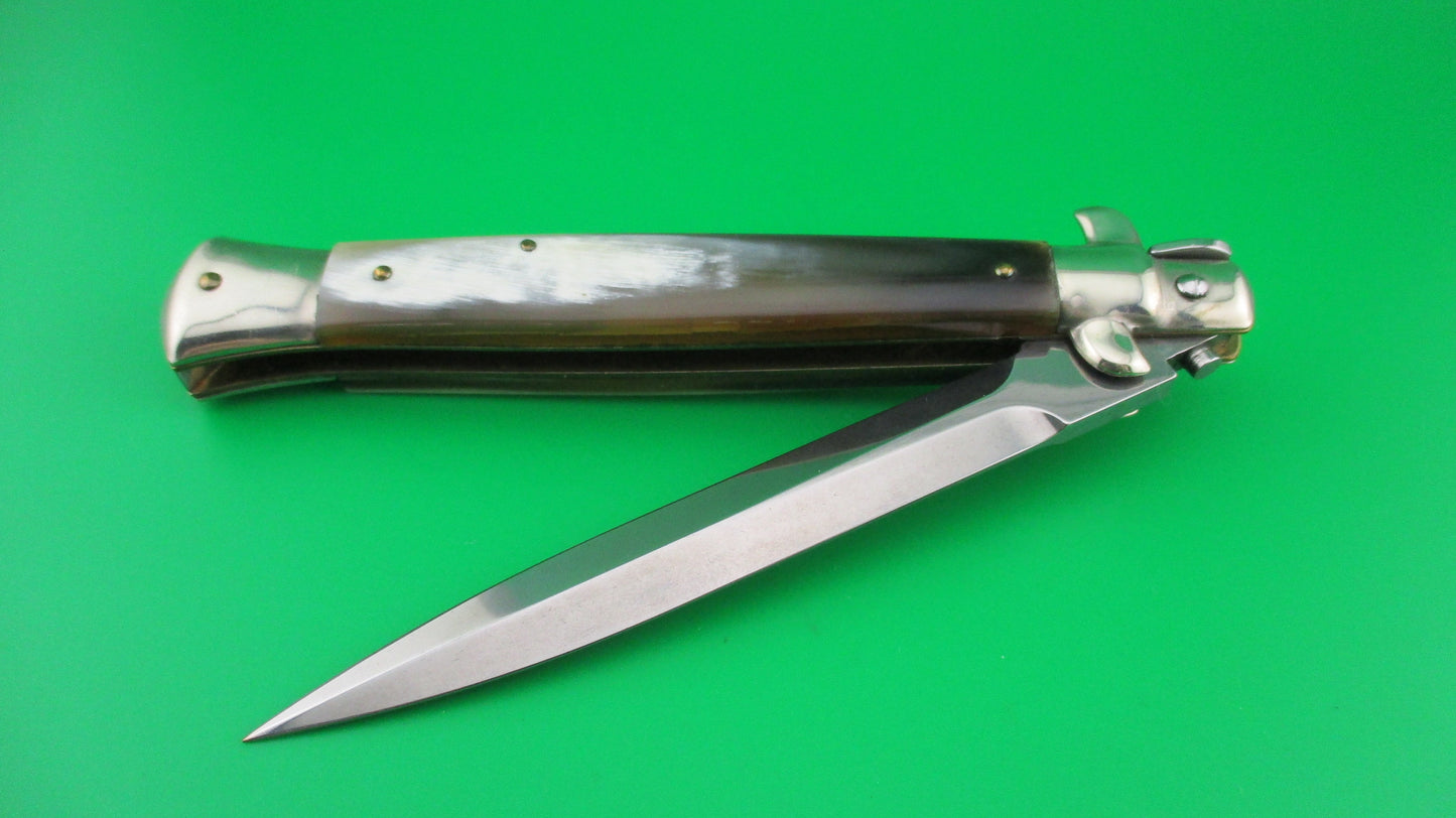z Walts LATAMA Cat 28cm Italian stiletto Dagger Blade Honey Cream switchblade