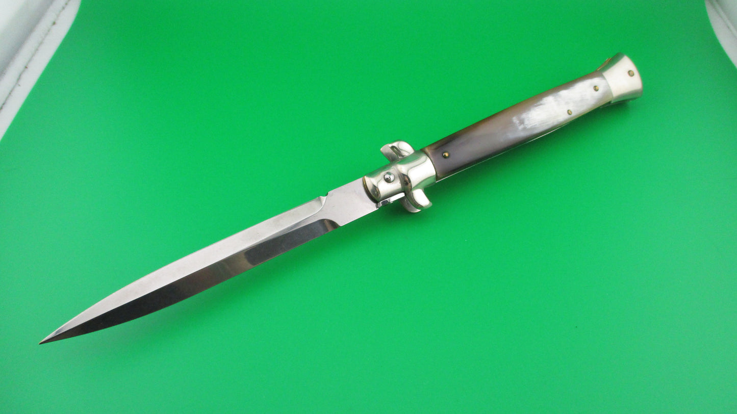 z Walts LATAMA Cat 28cm Italian stiletto Dagger Blade Honey Cream switchblade