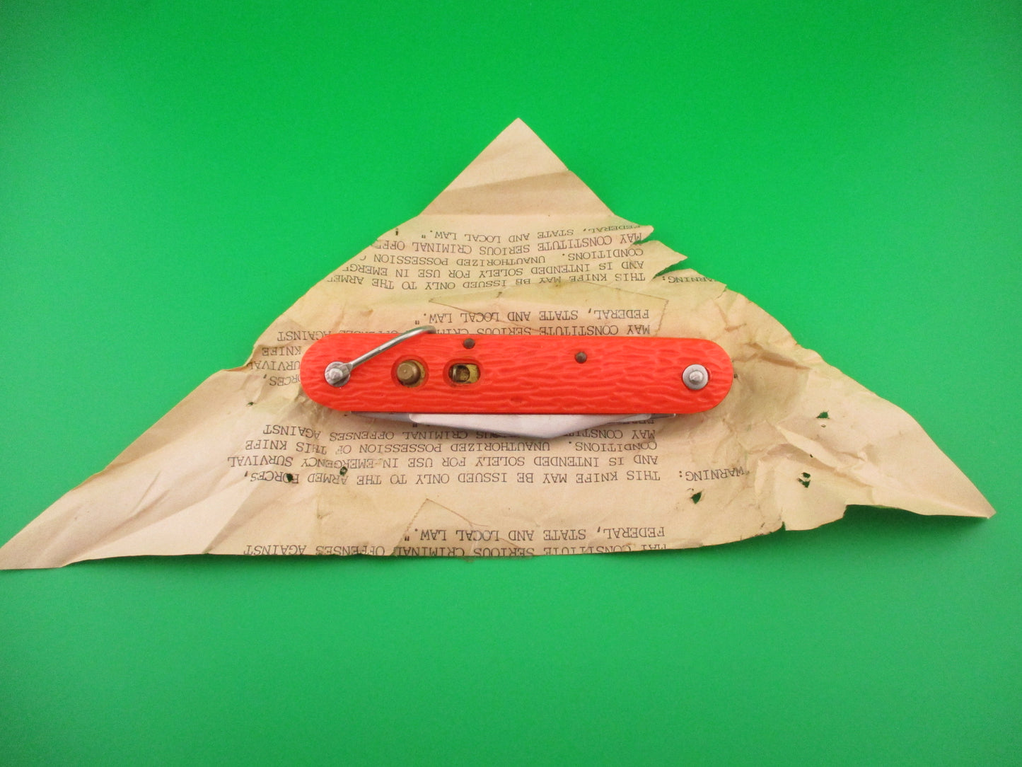 Logan Smyth Venice FL MC1 Orange Paratrooper automatic knife New Old Stock