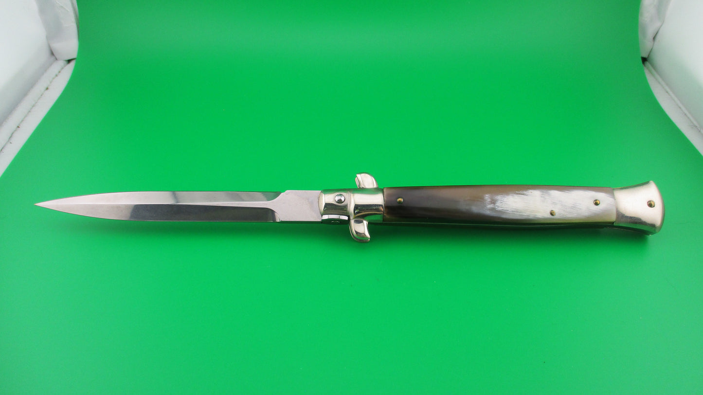 z Walts LATAMA Cat 28cm Italian stiletto Dagger Blade Honey Cream switchblade