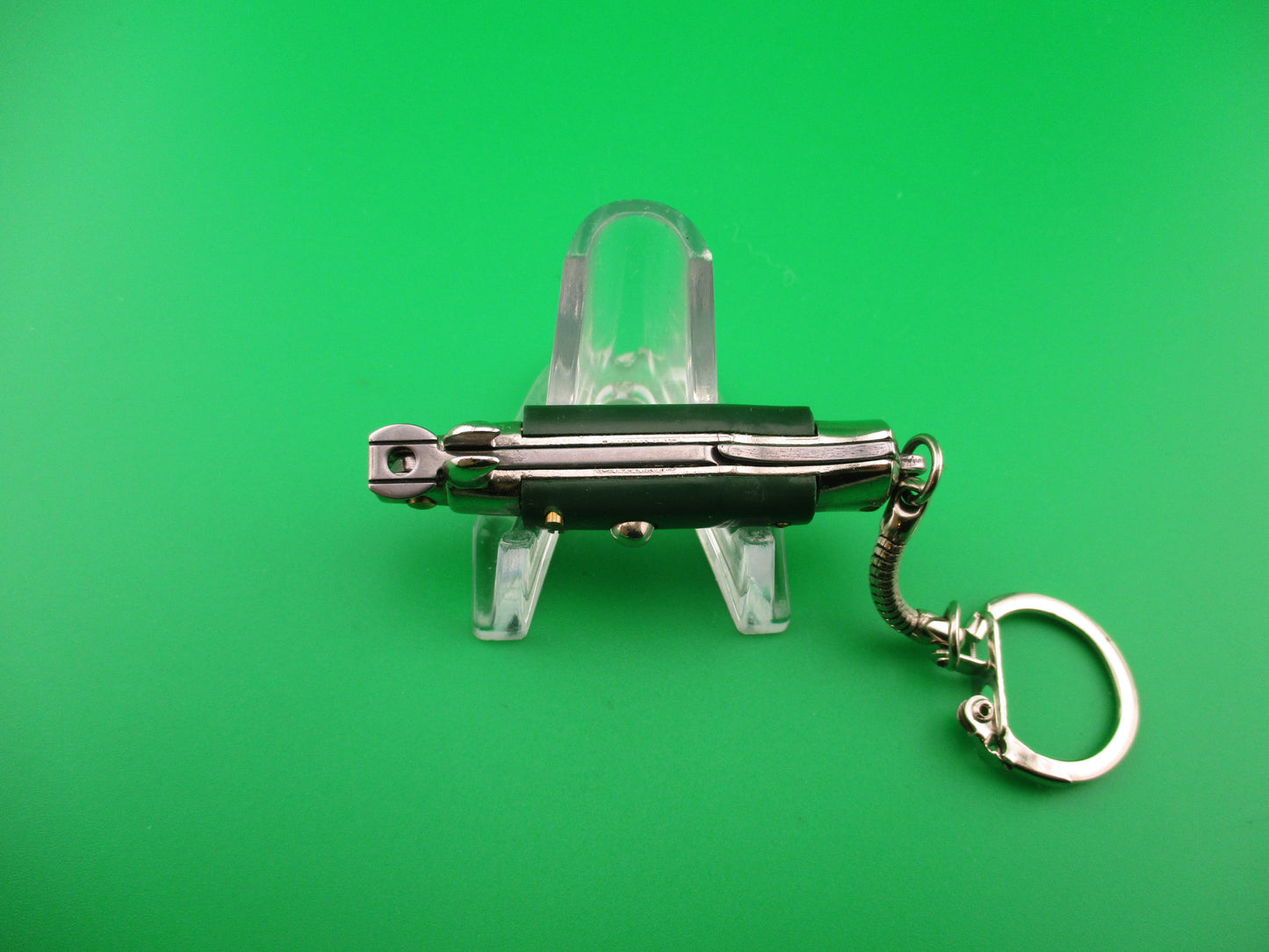 INOX ITALY 10cm Italian Stiletto Green picklock keychain automatic knife