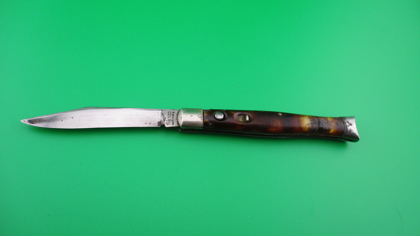 z PRESTO Fishtail #4000 Tortoise celluloid bolsters vintage automatic knife