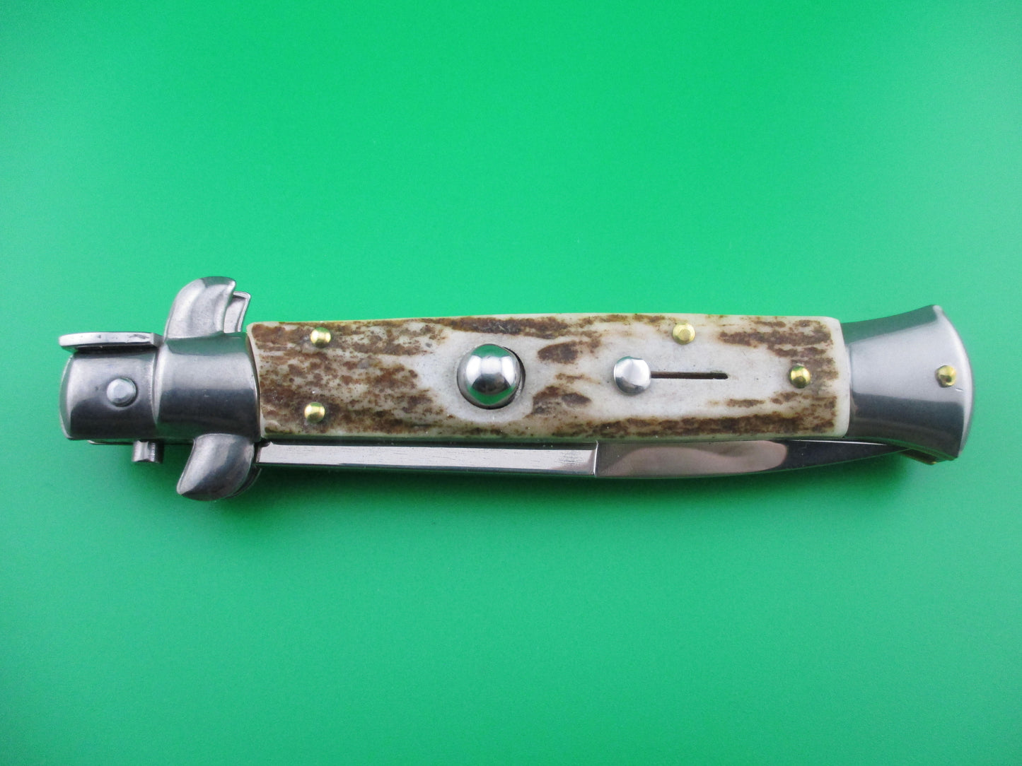 z Frank B 23cm Italian 9 inch Stag swivel bolster automatic knife