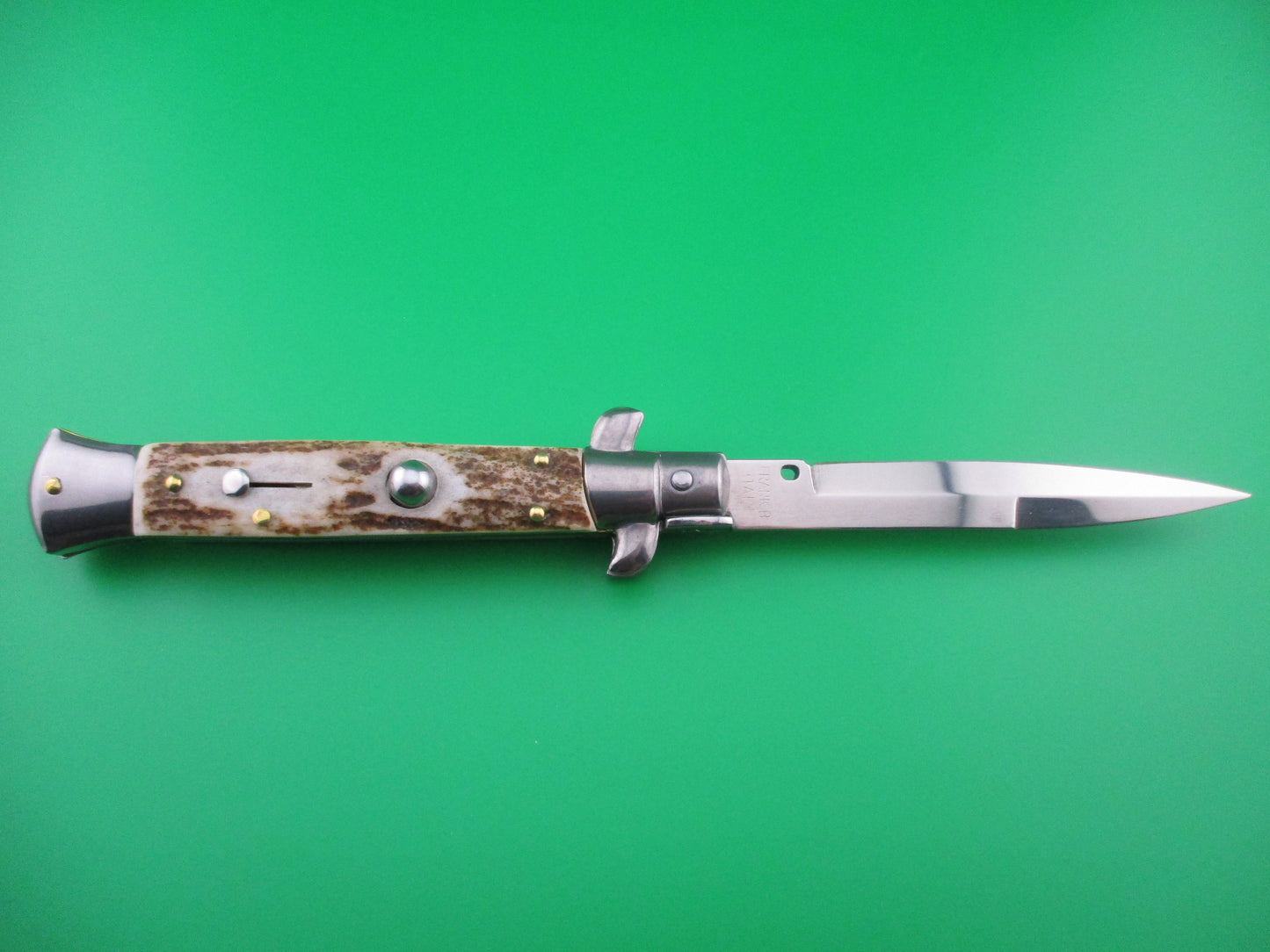 z Frank B 23cm Italian 9 inch Stag swivel bolster automatic knife