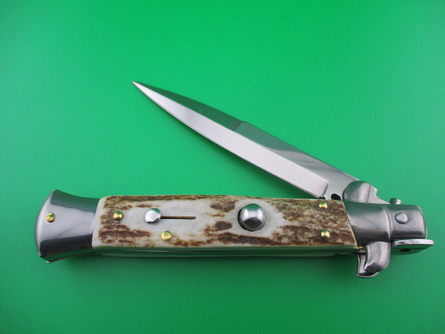 z Frank B 23cm Italian 9 inch Stag swivel bolster automatic knife