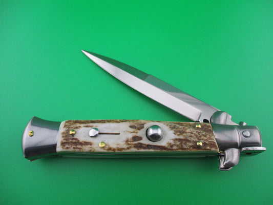 z Frank B 23cm Italian 9 inch Stag swivel bolster automatic knife