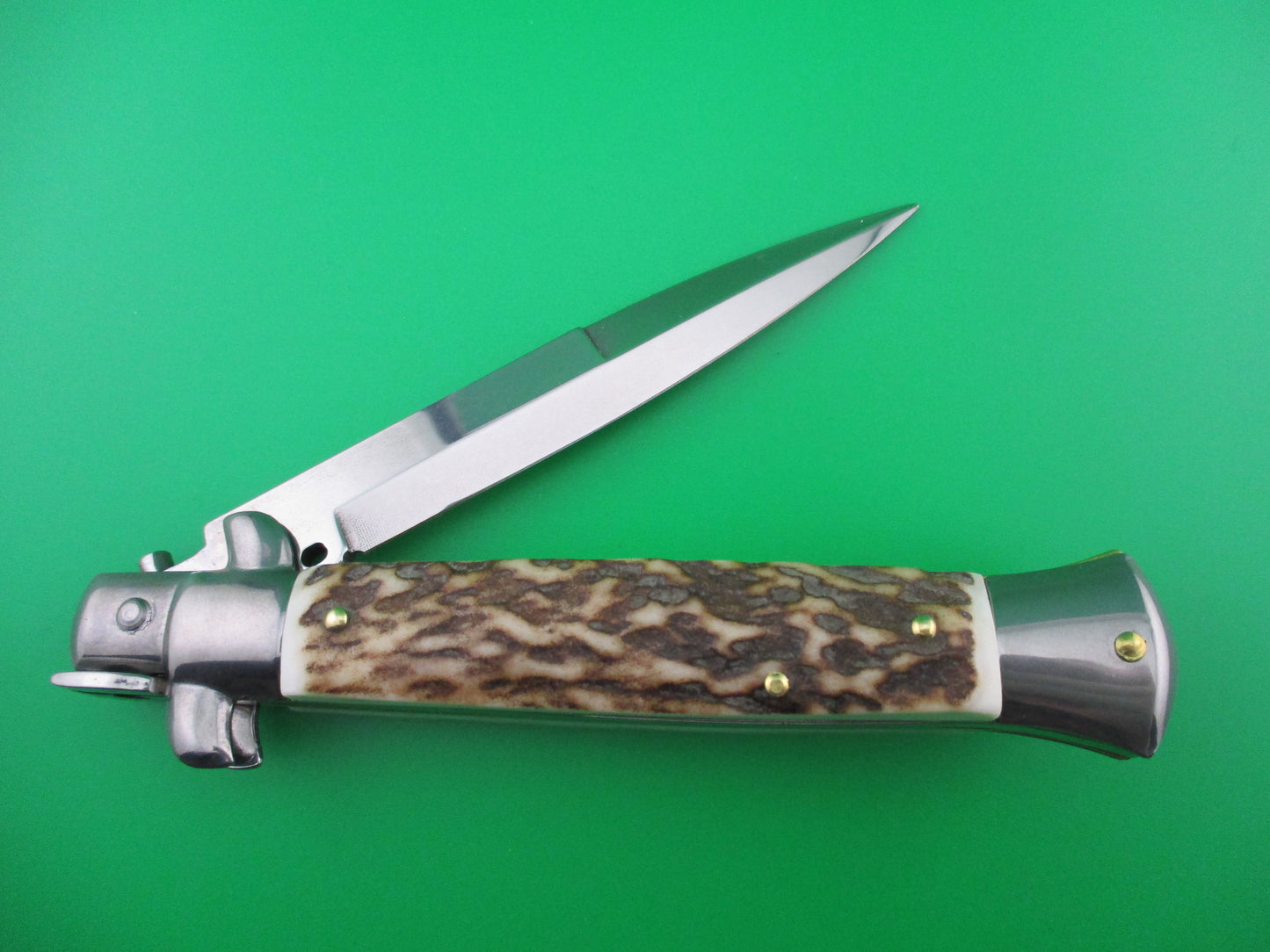 z Frank B 23cm Italian 9 inch Stag swivel bolster automatic knife