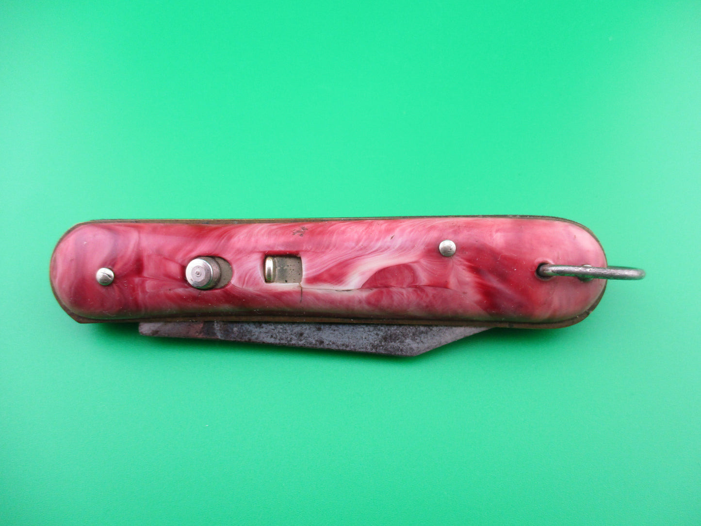 Edgemaster Fatjack Maroon swirl vintage switchblade