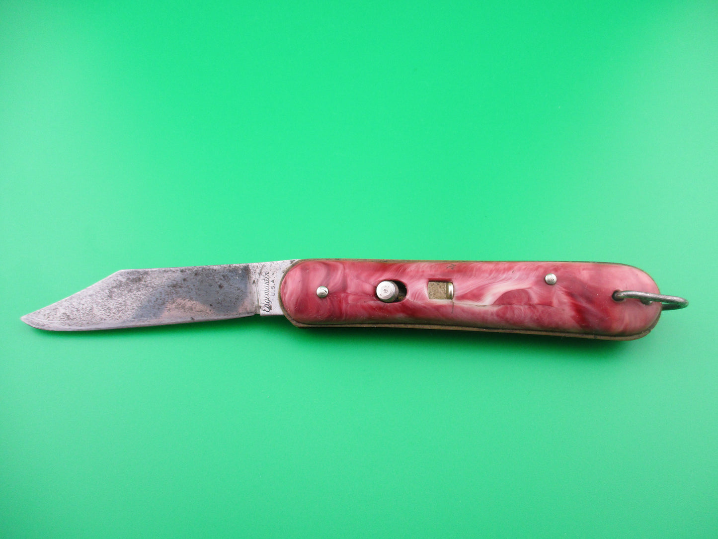 Edgemaster Fatjack Maroon swirl vintage switchblade
