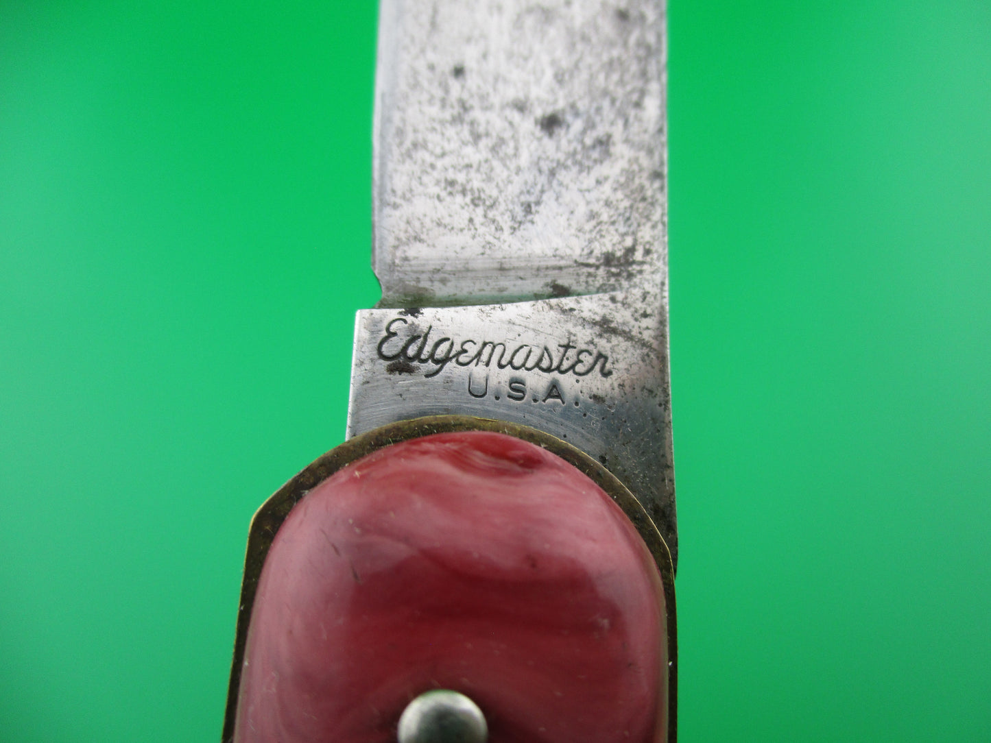 Edgemaster Fatjack Maroon swirl vintage switchblade