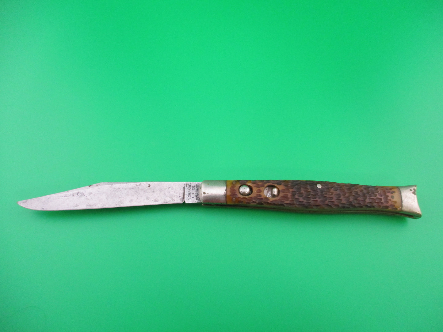 z Schrade Cut Co Fishtail Bone Prototype switchblade