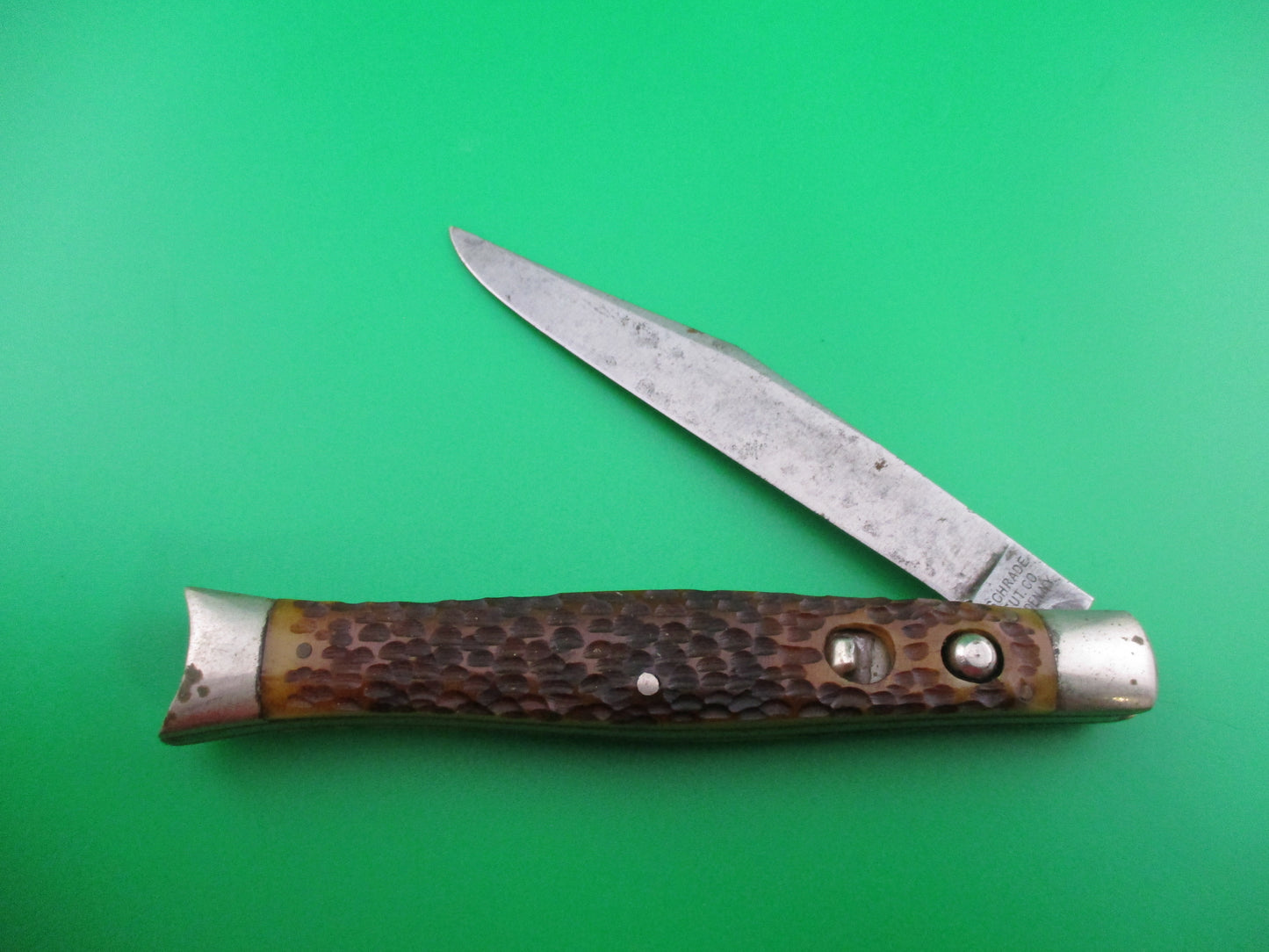 z Schrade Cut Co Fishtail Bone Prototype switchblade