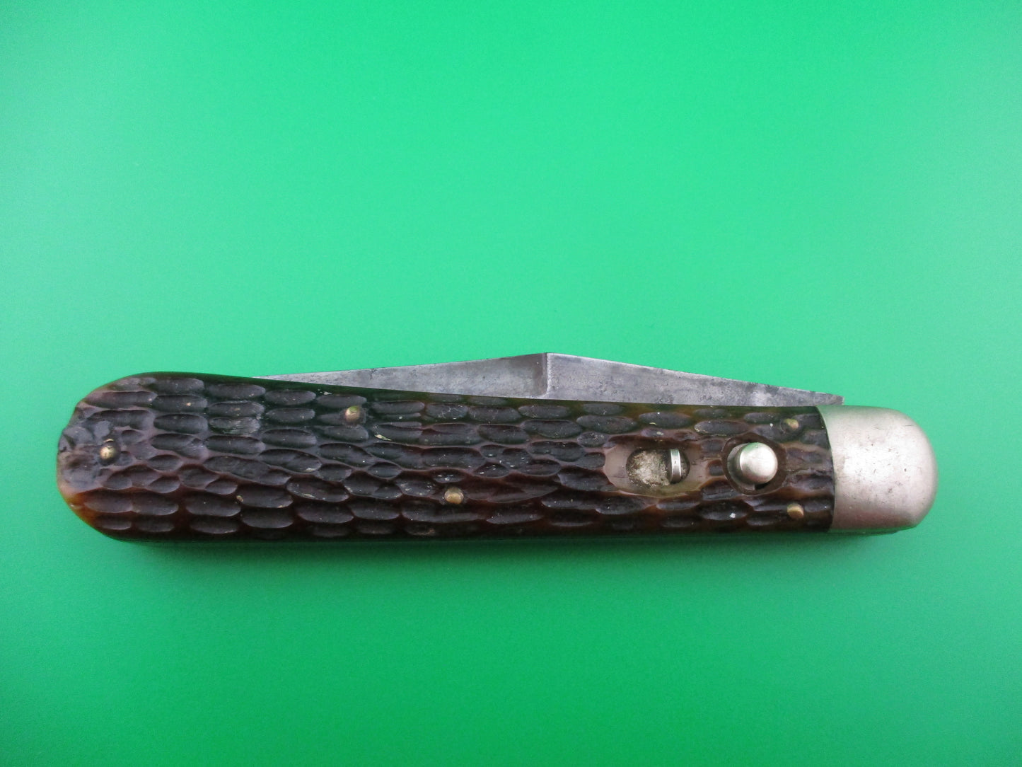 z Schrade 1613 3/4 Hunting Knife Saber grind Bone switchblade