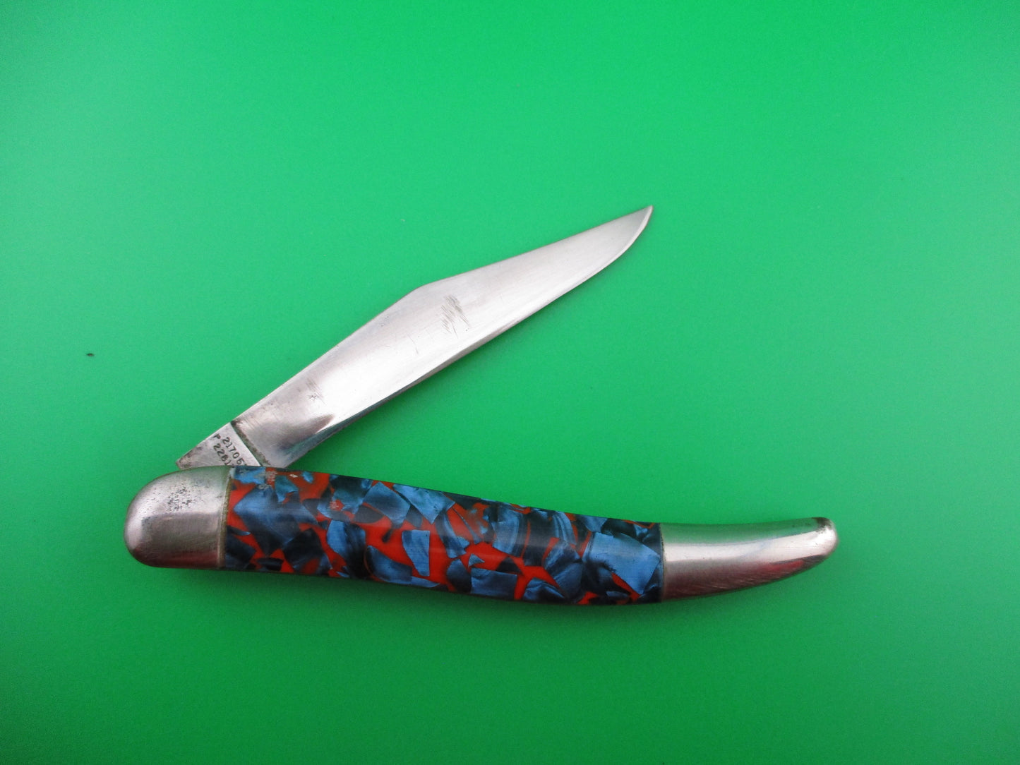 z Hammer Brand Imperial Toothpick Blue Pearl Red swirl 1950s vintage automatic