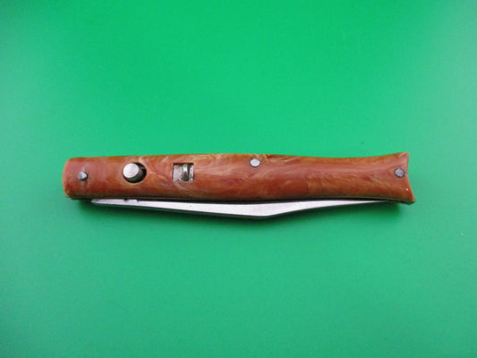 z Edgemaster Fishtail Tan swirl automatic knife