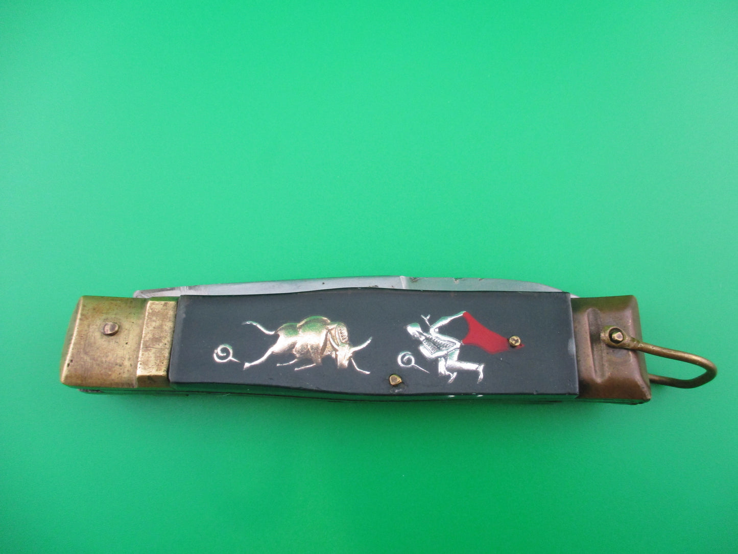 z STAINLESS STEEL Mexican souvenir Bullfighter lever knife green bayonet blade