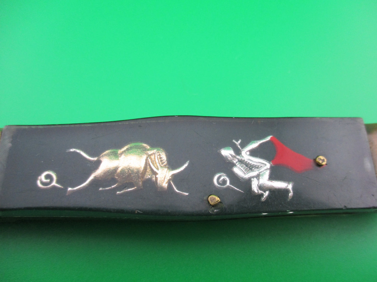 z STAINLESS STEEL Mexican souvenir Bullfighter lever knife green bayonet blade