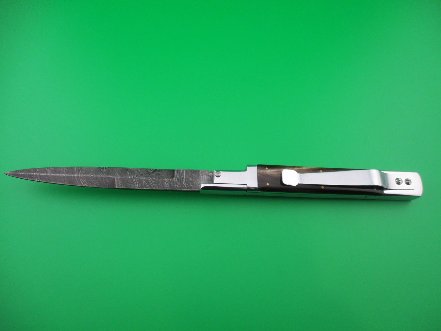 z Armenian Doctor Knife Custom Damascus Horn switchblade
