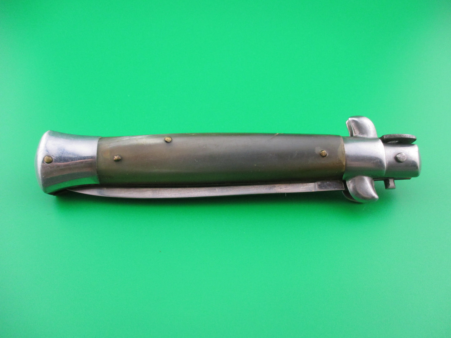 INOX 23cm Italian Stiletto horn handled switchblade knife