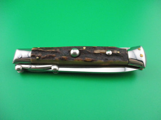 z Gustav Brenner 21cm Italian Swing Guard Stag Vintage Automatic knife